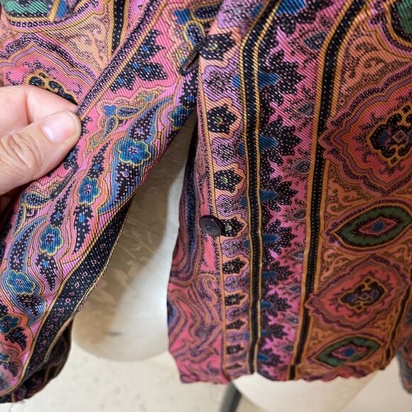 Vintage Womens Bow Blouse Size 6 Pure Rayon Button Front Neck Tie Matte Finish - Picture 9 of 16